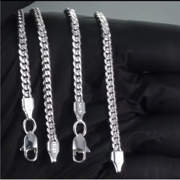 New Gold Cuban Chain Necklace Diamond Cut Curb Chain Link 925 Stamped 24” - Picture 2 of 15